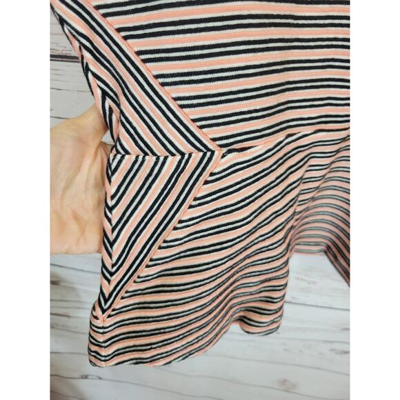 Talbots Pink Striped Stretch Short Sleeve Boho Peplum Top Women's Size Large - Picture 7 of 8